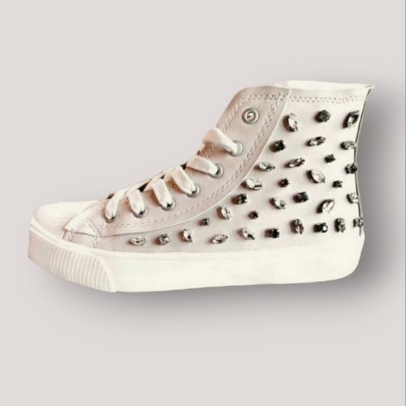 New Zara Girl Limited Edition Faux Suede High Top Studded Sneakers - Picture 2 of 12